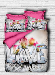 L'essentiel linge de maison 137 Juego de Funda Nórdica Individual Rosa y Blanco, Microsatén y Algodón 100%, Estampado 3D, 160x220cm
